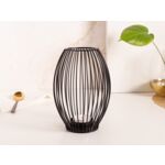 Świecznik metalowy szprosowy 8,5 x 8,5 x 22 cm czarny