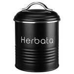 Pojemnik metalowy okrągły ALCANO HERBATA czarny