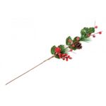 Gałązka ozdobna z ostrokrzewem 70 cm