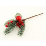 Gałązka ozdobna z jarzębiną i jabłkiem 26 cm