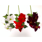 Gałązka poinsecji 3 kwiaty welur 84 cm