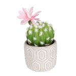 Sztuczny kwiat w donczce kaktus 7 18 cm z różowym kwiatkiem