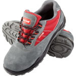 Półbuty zamsz oxford szaro-czerwone S1P SRC 46 CE LAHTI PRO