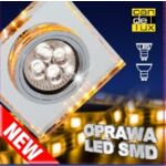 Oprawa stropowa stała kwadratowa SS-22 GU10 50 W+LED SMD 2,1 W bursztynowy/chrom