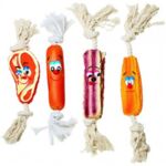 Zabawka dla psa na sznurku 25-35 cm(stek,kukur,parówka)