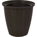 Donica rattanowa D 185 mm / 3 l z doniczką wewnętrzną 1,5 l ciemnej czekolady