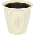 Donica rattanowa D 233 mm / 7 l z doniczką wewnętrzną 4,5 l kremowy
