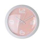 Zegar okrągły 25,4 cm tarcza różowa, rama biała