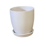 Doniczka Classic wysoka z podstawką 13,5 cm ceramiczna biała