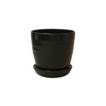 Doniczka Wave 11 cm ceramiczna grafitowa z podstawką