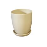 Doniczka Classic wysoka z podstawką 16 cm ceramiczna kremowa