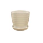 Doniczka Wave 15 cm ceramiczna biała z podstawką