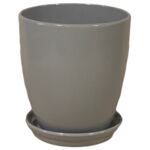 Doniczka Classic wysoka z podstawką 16 cm ceramiczna szara