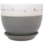 Doniczka Classic z podstawką drewno II 16,5 cm ceramiczna szara