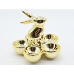 Podstawka na jajka zając 15 x 15 x 13 cm złota