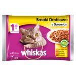 Karma dla kotów dorosłych pełnoporcjowa smaki drobiowe w galaretce 400 g (4 x 100 g) Whiskas