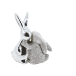 Zając ceramiczny 8,5 x 4,9 x 9,3 cm srebrny/złoty