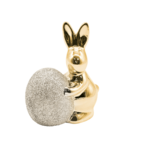 Zając ceramiczny 11,8 x 6,7 x 15 cm srebrny/złoty