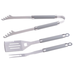 Zestaw 3 akcesoriów grillowych ze stali nierdzewnej z gumową rączką