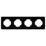 Ramka poczwórna szklana czarna OVAL