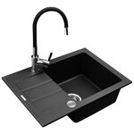 Zlewozmywak Rodos czarny 62 x 44 cm z baterią