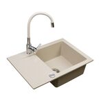 Zlewozmywak Rodos beż piaskowy 62 x 44 cm z baterią