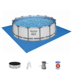 Basen stelażowy Ø427 x 122 cm z  pompą, drabinką, pokrywą i matą Bestway