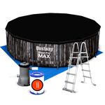 Basen stelażowy Ø366 x 100 cm z drabinką, pompą, pokrywą i matą Bestway