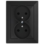 Gniazdo podwójne z uziemieniem czarny mat PERŁA