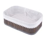 Koszyk bambusowy z wyściółką koronkową 25 x 15 x 8 cm brąz