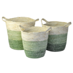 Osłonka kosz pleciony z uszami zieleń L 33 x 34 cm