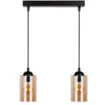 Lampa wisząca BISTRO czarny 2x40W E27 klosz brązowy