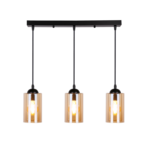 Lampa wisząca BISTRO czarny 3x60W E27 klosz brązowy
