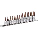 Nasadka Torx z otworem - 1/4" L-35 mm TT 8 x 10 x 15 x 20 x 25 x 27 x 30 3/8" L-50 mm, TT 40 x 45 x 47 x 50 x 55, 12 sztuk Jufisto