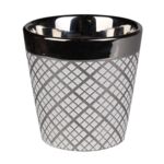 Osłonka ceramiczna AJDA 13,5 x 13,5 x 13 cm biało-srebrna