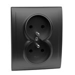 Gniazdo podwójne z uziemieniem VEGA czarny
