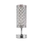 Lampa stołowa z kryształowym abażurem 30 cm srebrna