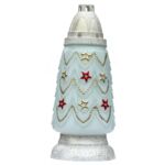 Znicz szklany choinka Z-71 26 cm beżowo-biały