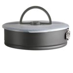 Tortownica 26 cm z plastikową pokrywą i uchwytem czarno-szara