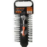 Klucz nasadowy z grzechotką 72T, 1/4", 4,0 - 13 mm zestaw 27 sztuk Jufisto