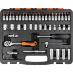 Klucz nasadowy z grzechotką 72T, 1/4", 4,0 - 14 mm zestaw 47 sztuk Jufisto