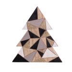 Figurka drewniana choinka geometryczne wzory 14 x 15,5 x 2 cm