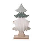 Figurka drewniana choinka z futerkiem 9,5 x 6 x 18,5 cm