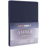 Prześcieradło jersey AMBER 160-180 x 200+30 cm granatowy