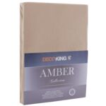 Prześcieradło jersey AMBER 200-220 x 200+30 cm jasnobrązowy