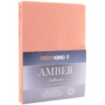 Prześcieradło jersey AMBER 200-220 x 200+30 cm brzoskwiniowy