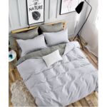 Pościel LILI bawełna satynowa 160 x 200 cm + 2 * 70 x 80 cm dwustronna szara