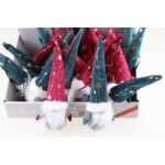 Figurka tekstylna krasnal welurowa czapka 6 x 20 cm bordowy / zielony