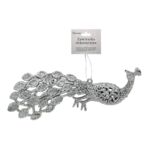 Zawieszka paw 19 cm srebrny