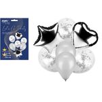 Bukiet balonów foliowych LGP srebrny, biały 7 szt.